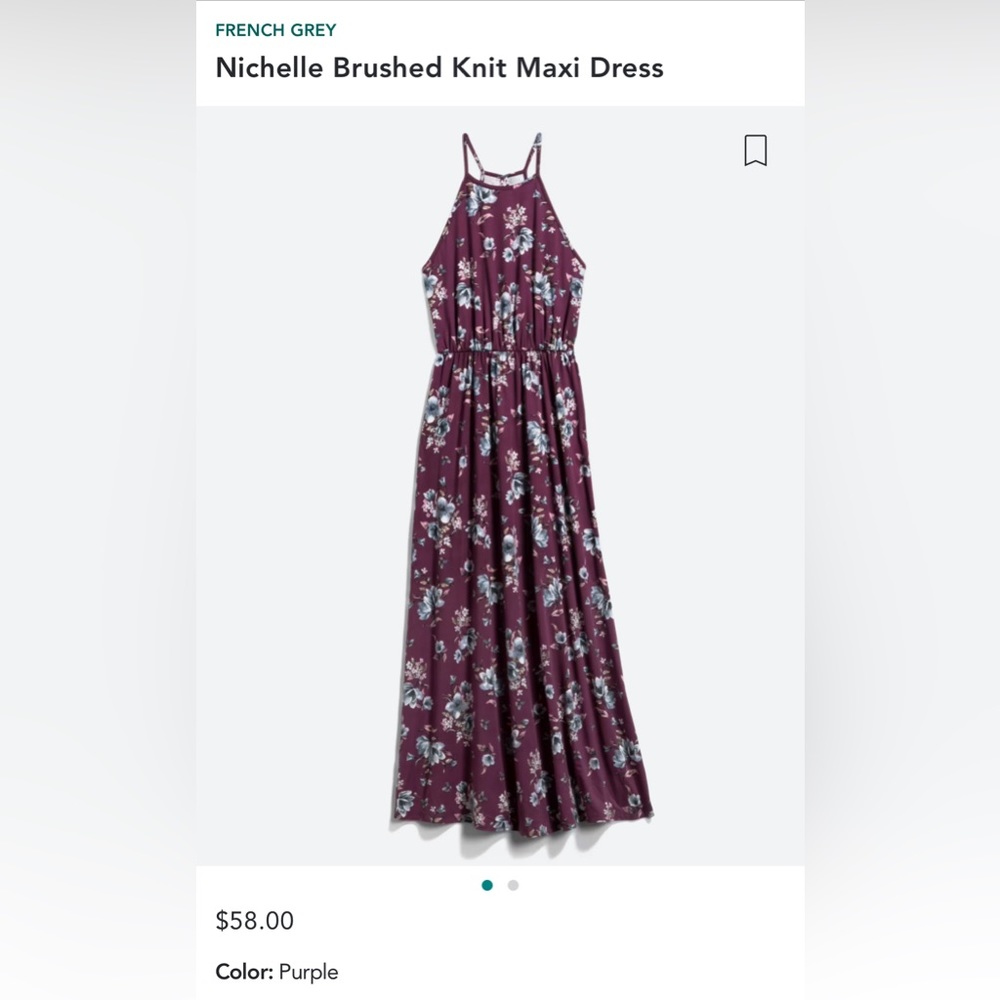 French Grey Purple Maxi Dress